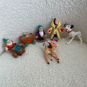 6 Vintage Classic Disney Figures 80s 90s 3 Dwarves Dalmatian Cruella Bambi
